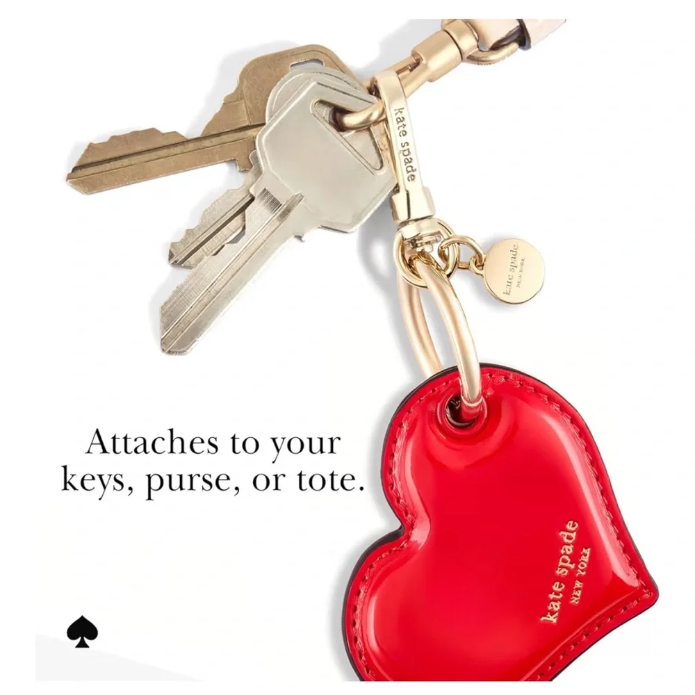 Kate Spade Red Heart Keychain, AirTag Charm - New